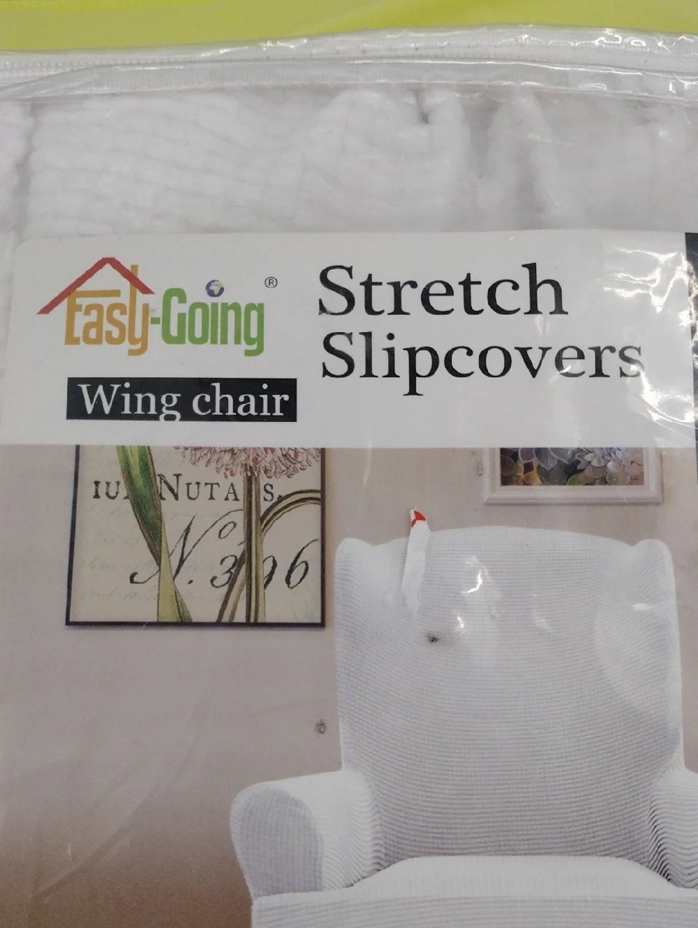 Easy Going Stretch Wing Chair Cover. Snow White.